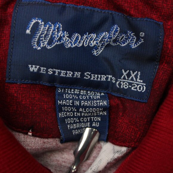 Wrangler AOP Polo Shirt Mens 2XL XXL (18-20) Red Horns All Over Print Cotton S/S - Picture 6 of 10